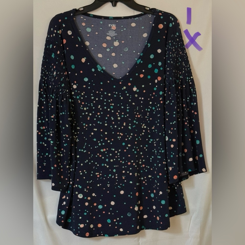EVRI Women's Navy Polka Dot Top